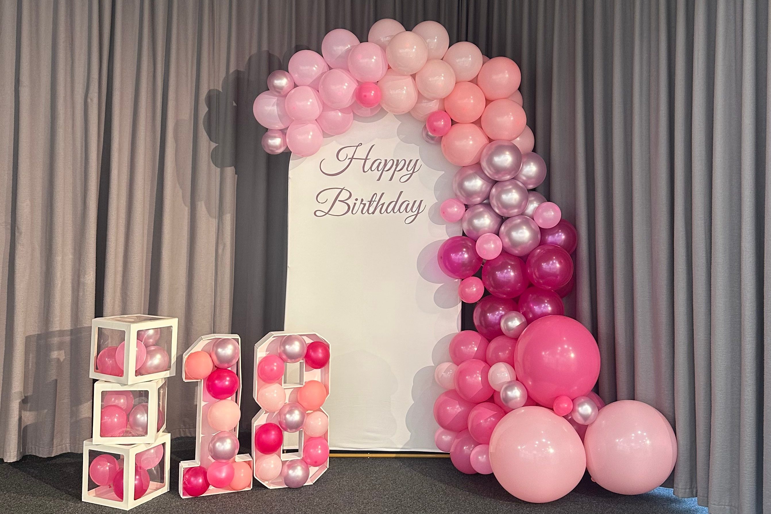 Ballon-Deko 18. Geburtstag in Rosa-Pink